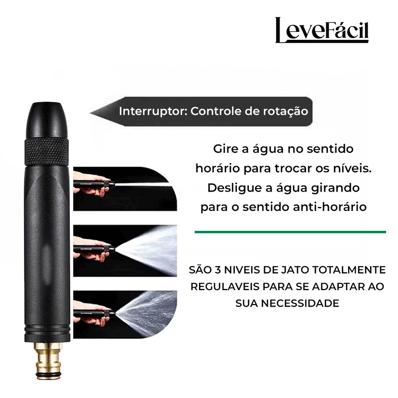 Bico de Mangueira 2.0 Ultra Slim 3 em 1 Leve Fácil® - Três níveis de pressão (LEVE 2 PAGUE MENOS)