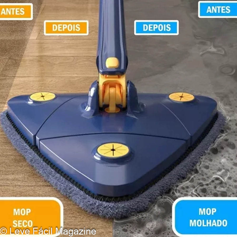 Esfregão Mop Limpeza Triangulo Ajustável Giratório 360° UltraClean Leve Fácil®️